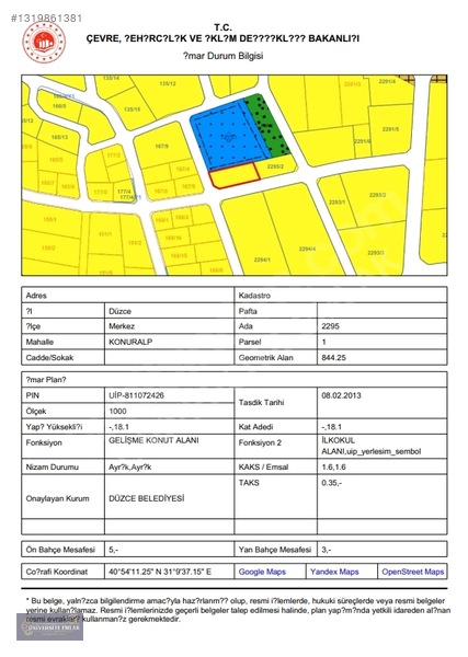 Düzce Üniversitesi Yanı Konuralp 845 M2 İmarlı %25 Kat Karşılığı — fotoğraf 5