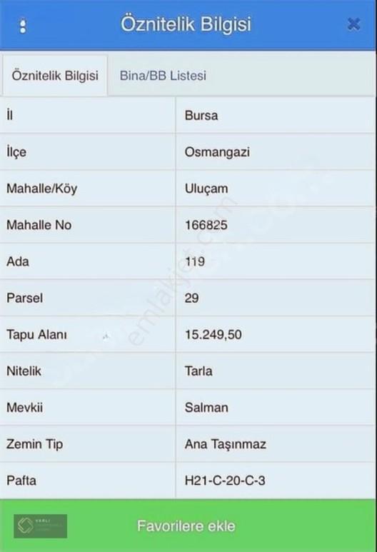 Bursa Osmangazi Uluçam'da Yola Cephe 15.249 M2 Satılıktır — fotoğraf 3