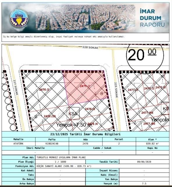 Nova'Dan Koşukırı Sanayisinde Yol Cepheli Köşe 840 M2 Arsa
