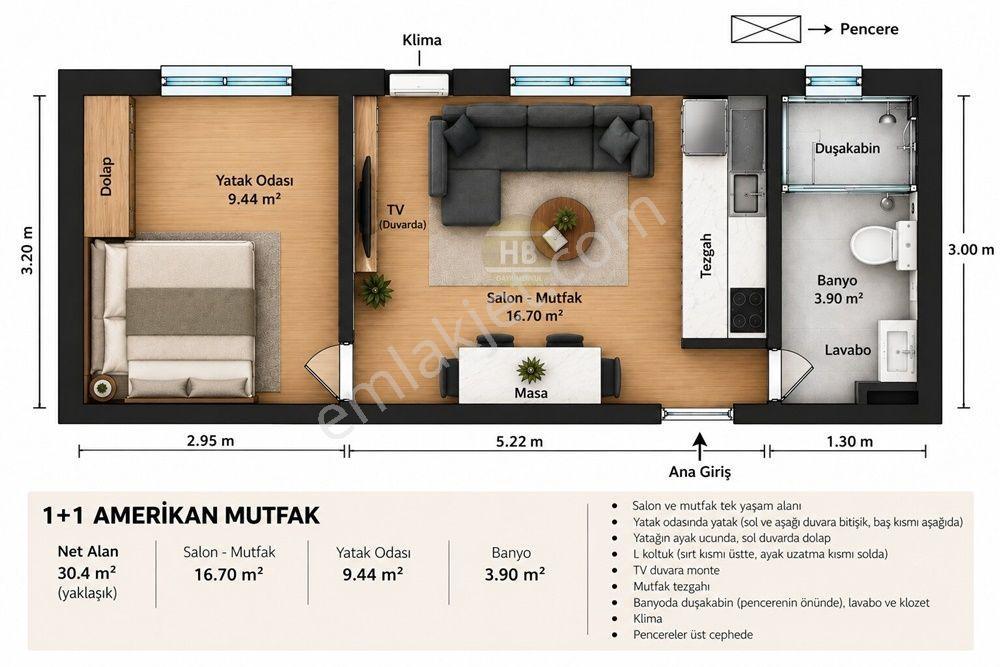 Hb'den 1+1 Eşyalı Satılık Daire, Orta Mah. Kiracılı Ara Kat — fotoğraf 2