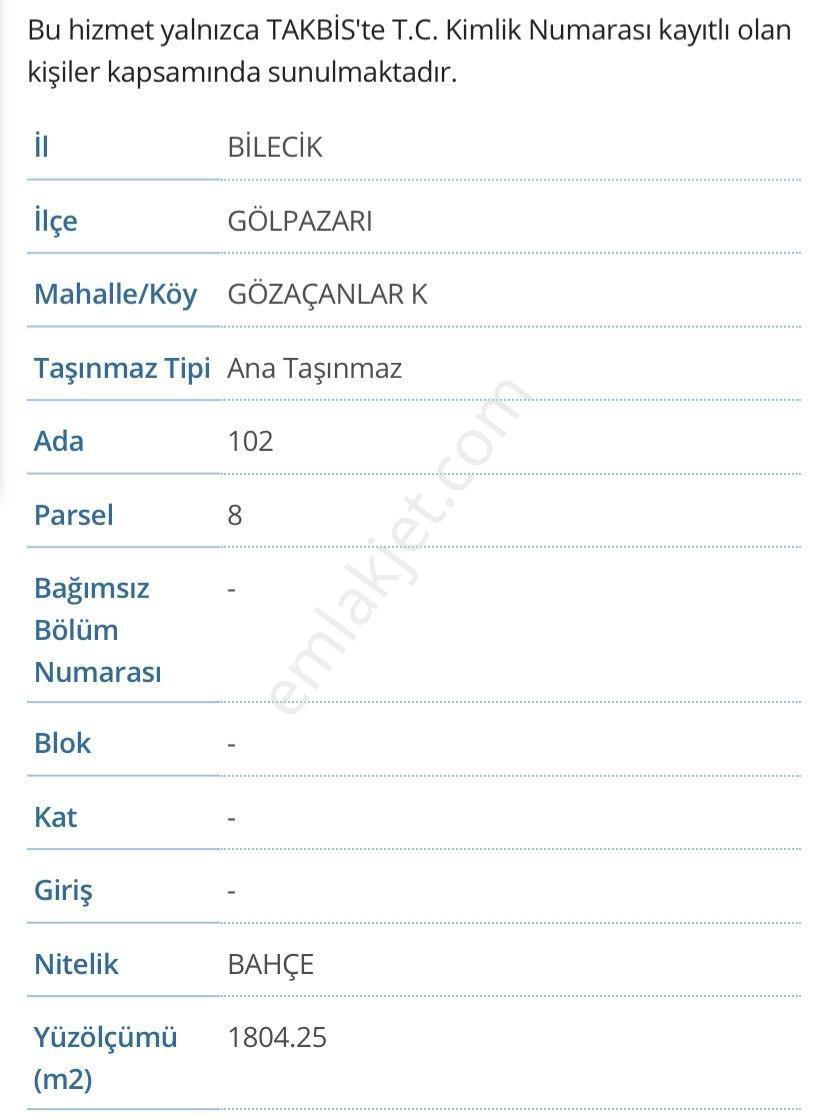 Turyap Arminadan Bilecik Gölpazarı Gözaçanlar'da 1.804 M² Bahçe — fotoğraf 2