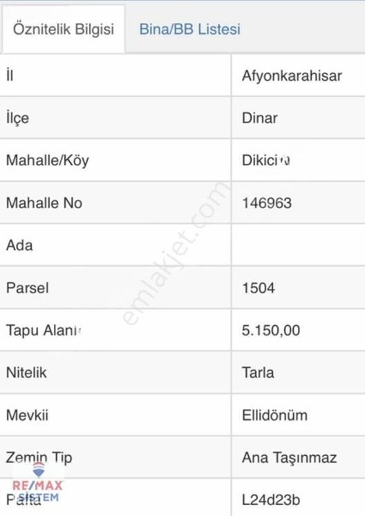 *afyonkarahisar Dinar Dikici 5.150 M² Satılık Tarla* — fotoğraf 2