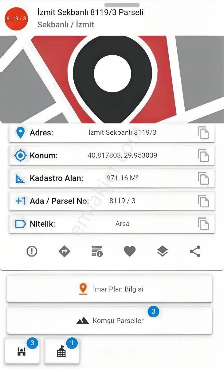 Kocaeli / İzmit / Sekbanlı'da 971 M² 5 Kat Konut İmarlı Arsa — fotoğraf 3