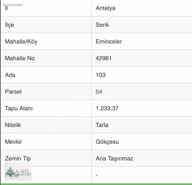 Serik Eminceler De Satılık 1233m2 Tarla(gökçesu Mevkii) — fotoğraf 6
