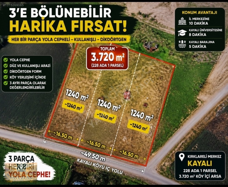 Kayalı'da 3 Bölünebilir İmarlı Arsa Çok Uygun Fiyata 3720 M²acil — fotoğraf 12