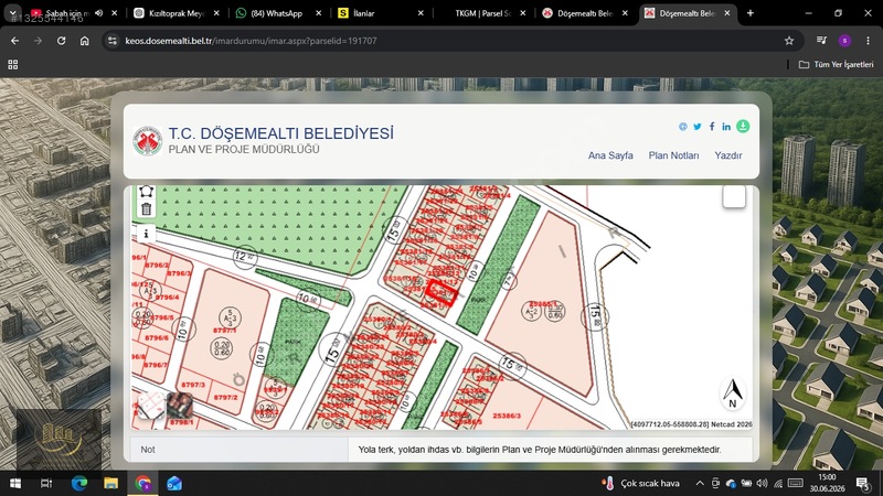 Döşemealtı Altınkale Palm City Yakını 263 M2 2 Kat Villa İmarlı — fotoğraf 3
