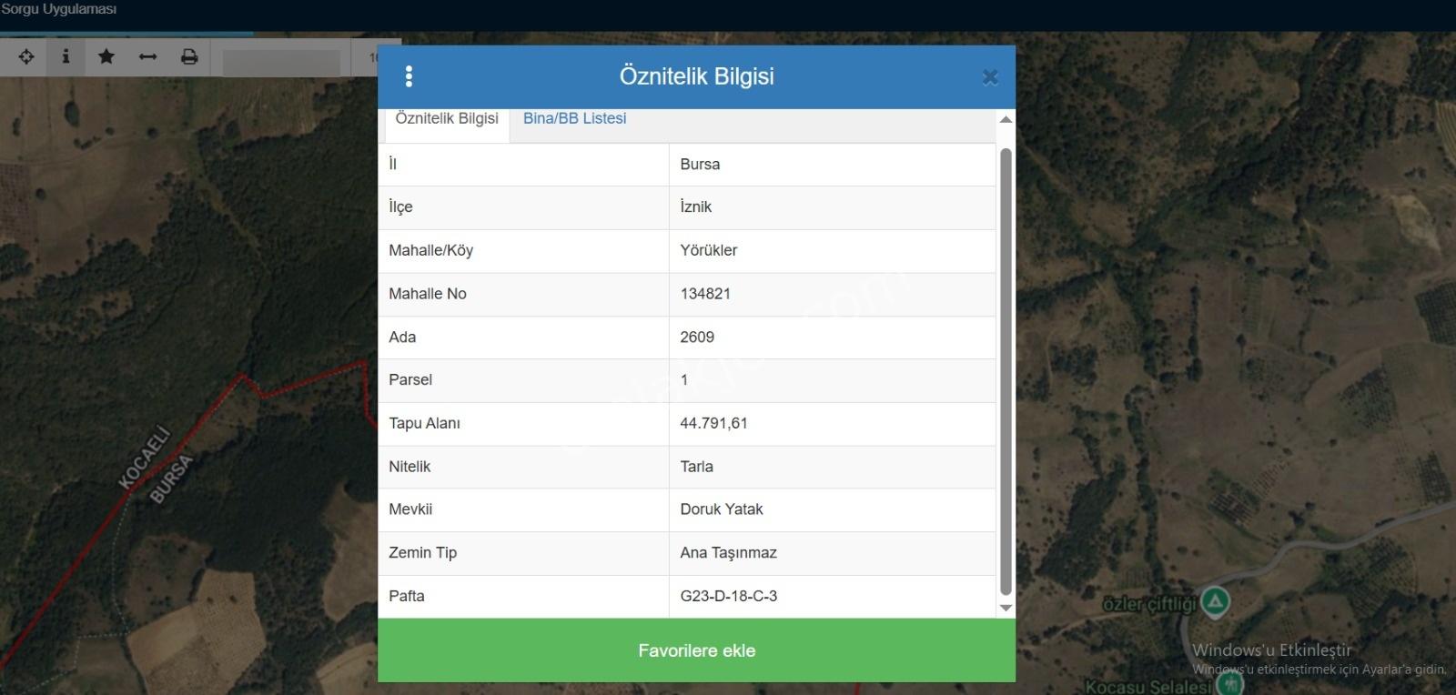 Bursa İznik Yörükler 45 Dönüm
