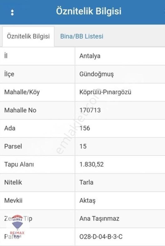 Remax Mavı Antalya Gündoğmuş Köprülü Köyıçı Imarlı 1803 M2 Tarla — fotoğraf 5