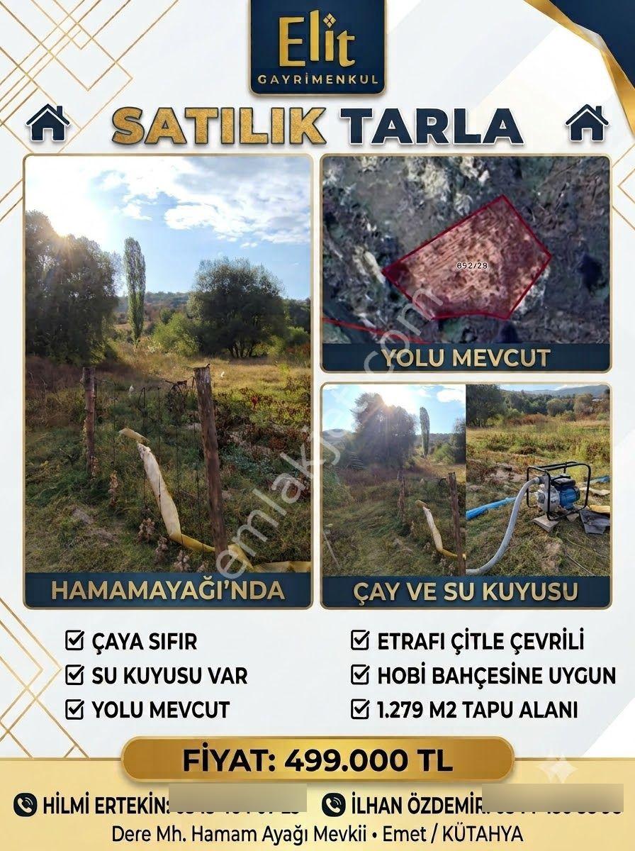 Emet Hamamayağı'Nda Çaya Sıfır, Su Kuyulu Satılık Tarla / Hobi Bahçesi