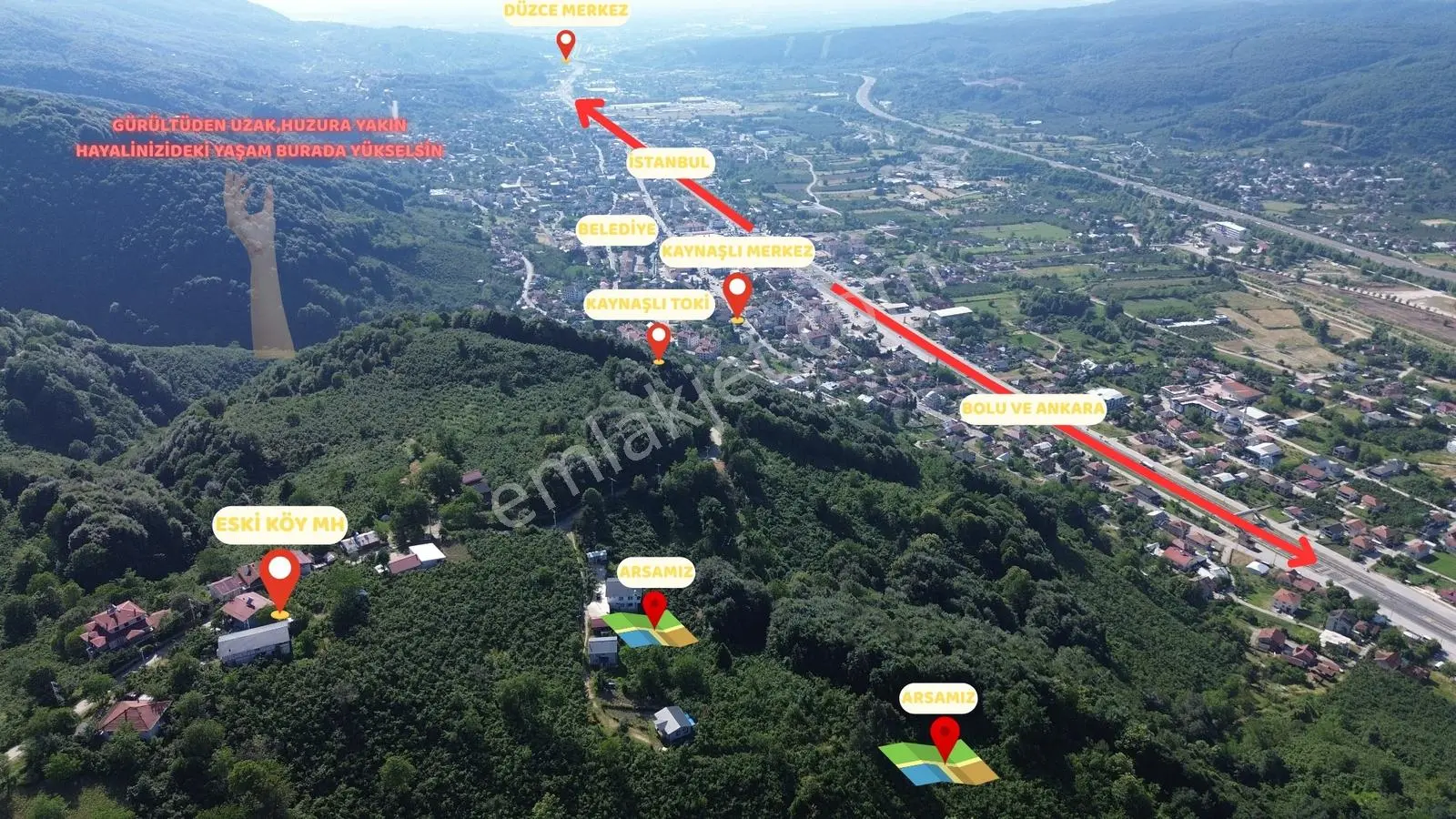 Acill!! | Kaynaşlı Eski Köy Mh Yatırmlık Manzaralı 1016 M2 Arsa