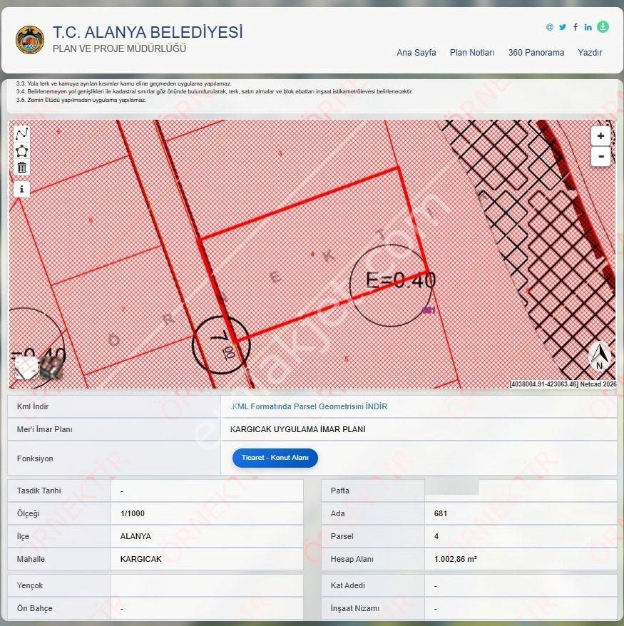 Alanya Kargıcak’ta Deniz Manzaralı 1.002 M2 İmarlı Arsa — fotoğraf 22