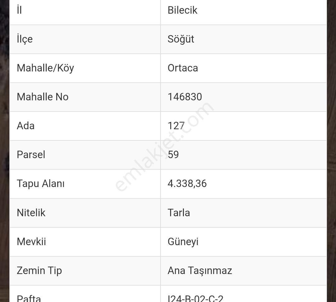 Rw Detay'dan Söğüt Ortaca Köyün'de 4,338 M2 Satılık Tarla — fotoğraf 4