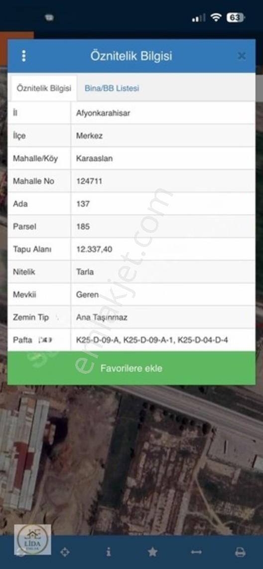 Lıda Emlaktan Acil Satılık Tarla