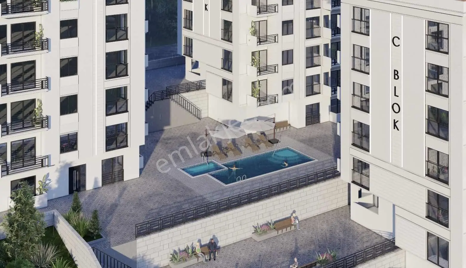 Havuzlu Site İçinde Satılık Lüks 1+1 — fotoğraf 3