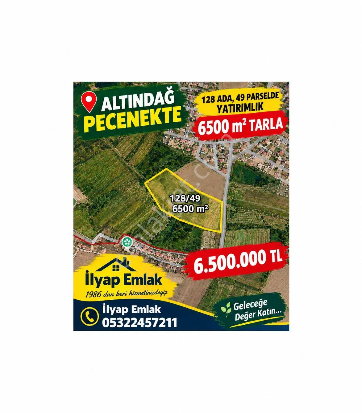 İlyap'tan Altındağ Peçenekte Yatırımlık 6500m2 Tarla — fotoğraf 2