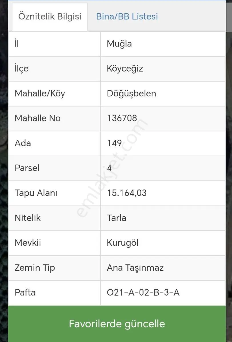 Muğla Köyceğiz Döğüşbelende 15.164 M² Kurugöl Tarla