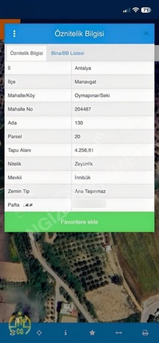 Oymapınarda 4250 M2 Tek Tapu Satılık Tarla — fotoğraf 2