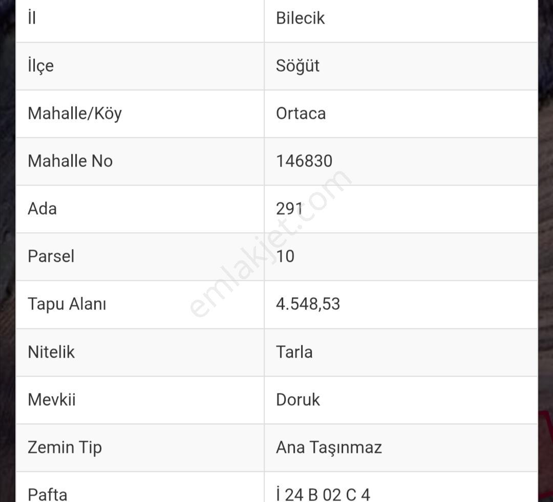 Rw Detay'dan Söğüt Ortaca Köyün'de 9,533 M2 Satılık Tarla — fotoğraf 6