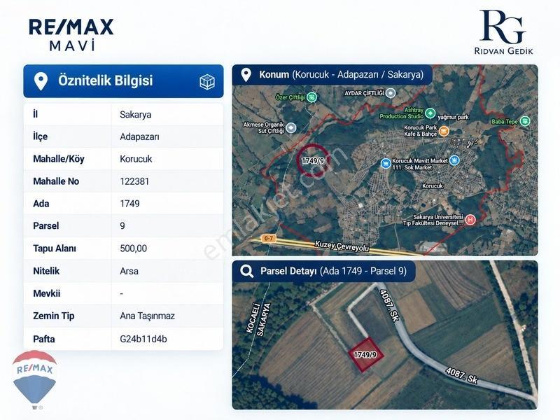 Remax Mavi Rıdvan Gedik'ten Korucukta 500 M² Konut İmarlı Arsa — fotoğraf 3