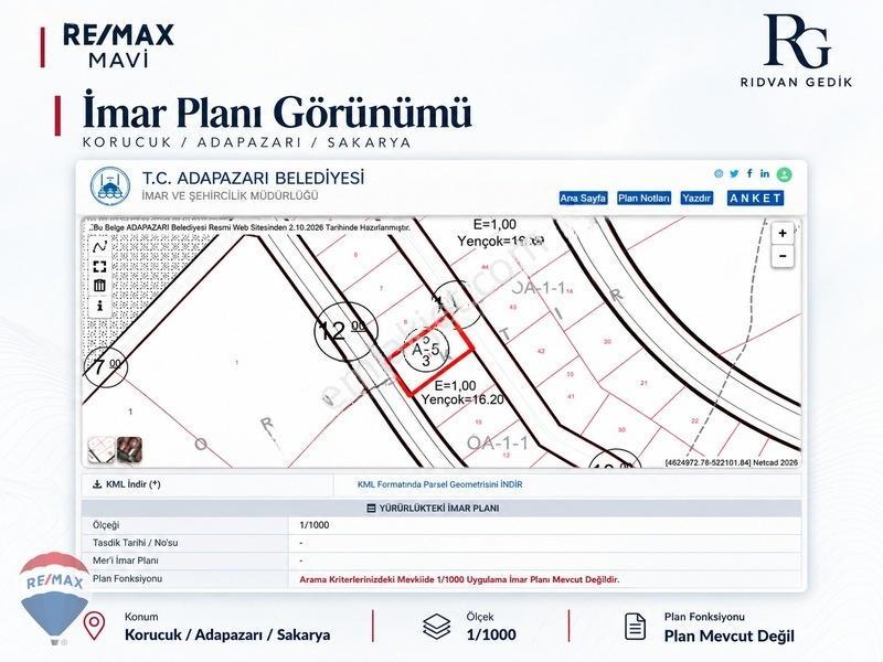 Remax Mavi Rıdvan Gedik'ten Korucukta 500 M² Konut İmarlı Arsa — fotoğraf 4