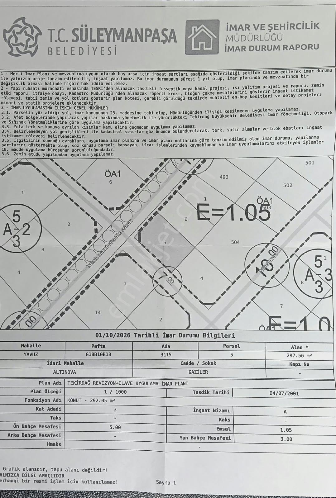 Süleymanpaşa Altınova 3 Kat İmarlı 300 M2 Arsa — fotoğraf 3