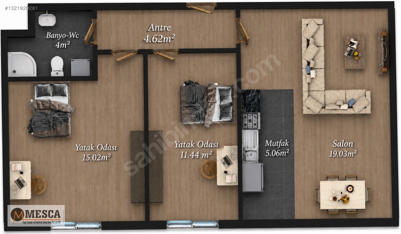 Mesca Villaları Projesi 2+1 85M2 Satılık Daire