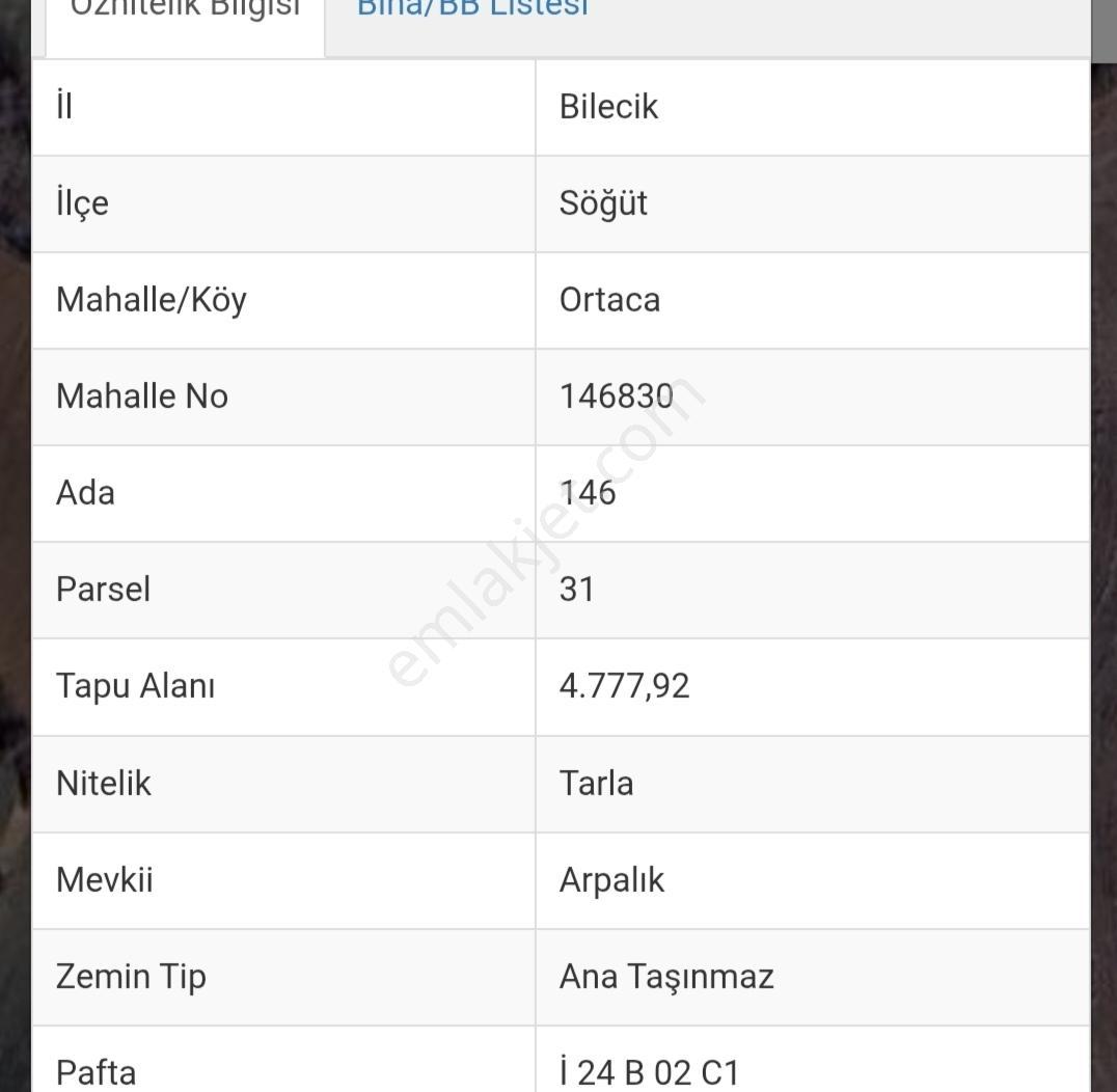 Rw Detay'dan Söğüt Ortaca Köyün'de 4,777 M2 Satılık Tarla — fotoğraf 2