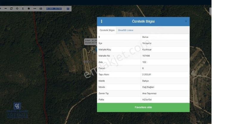 Bursa Yenısehır Kızılhısar Mahallesınde Satılık Arsa