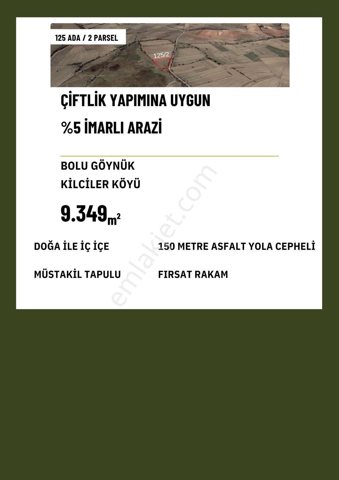 Mert Yavuz'Dan |Bolu Göynük Kilciler'De 9349M2 %5 İmarlı Arazi