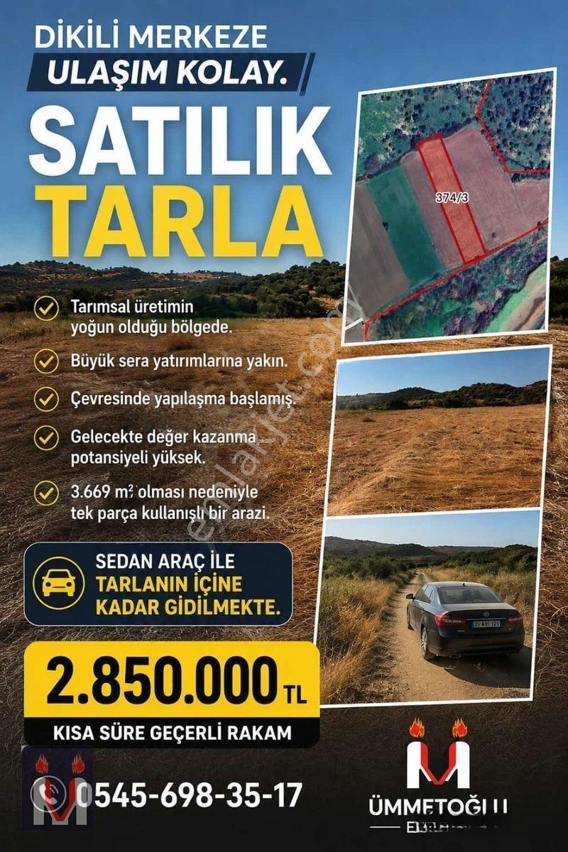 Ümmetoğlu'Ndan Dikili'De Ana Yola Yakın 3.669 M² Satılık Yatırımlık Tarla