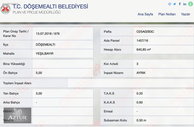 Döşemealtı Yeşilbayır'da 641m2 Ormana Cephe Satılık İmarlı Arsa — fotoğraf 3