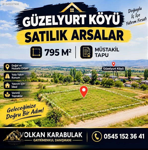 Dmz Gm Volkan Karabulak Satılık Güzelyurt Köyü 795M² Arsalar