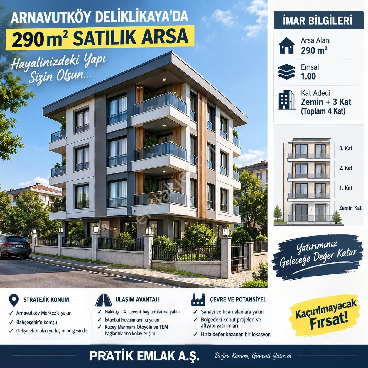 Arnavutköy Deliklikayada Satılık 290 M² İmarlı Arsa — fotoğraf 4
