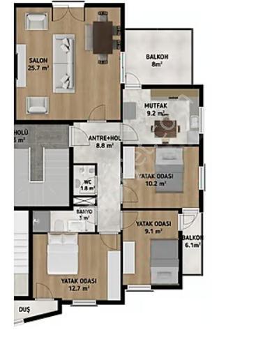 Redstone 2 Nolu Erdoğdu Merkezi Konumda Satılık 3+1 Sıfır Daire — fotoğraf 30