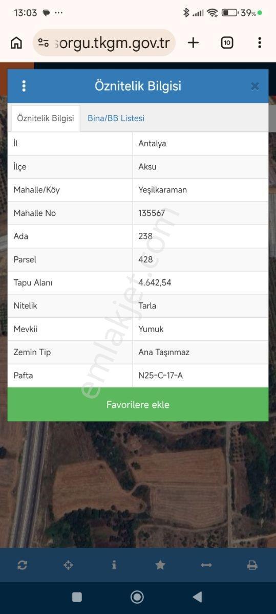 Antalya Aksu Yeşil Karaman Satılık Tarla 4642 M2 — fotoğraf 2