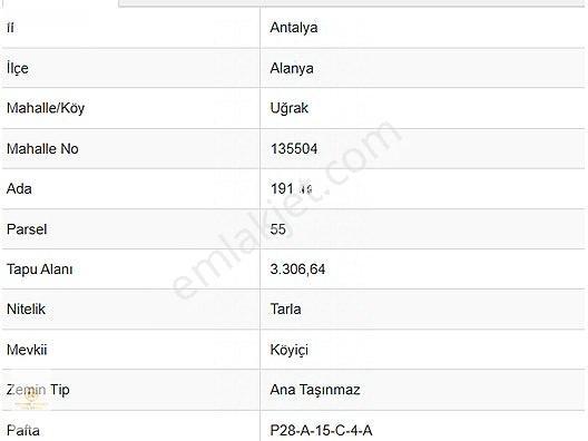 Alanya Uğrak'ta Satılık 3.306 M² Tarla - Yatırımlık Fırsat — fotoğraf 3