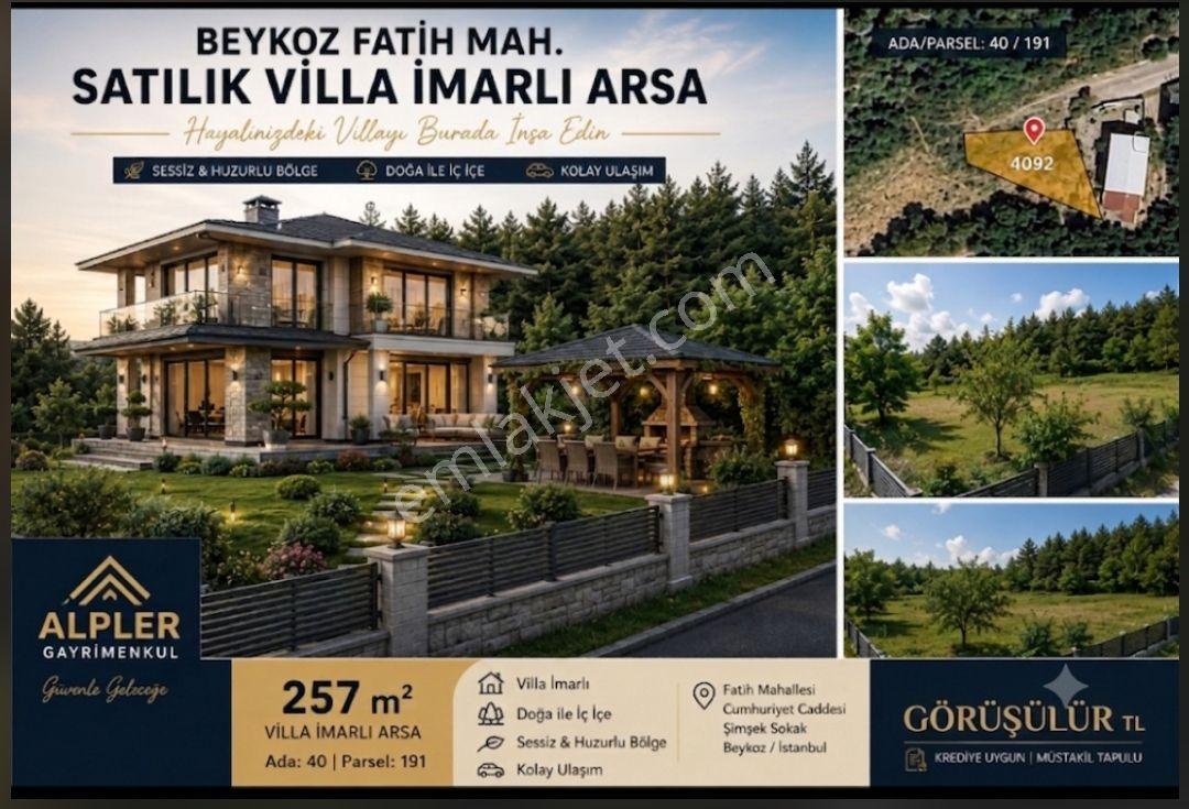 Beykoz Fatih Mah. | 257 M² Villa İmarlı | Müstakil Tapu | Köşe P