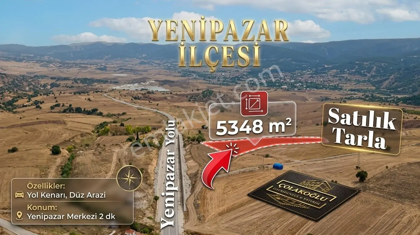 Bilecik/Yenipazar/ Belkese Köyü/ Anayol Kenarı 5348 M2 Tarla