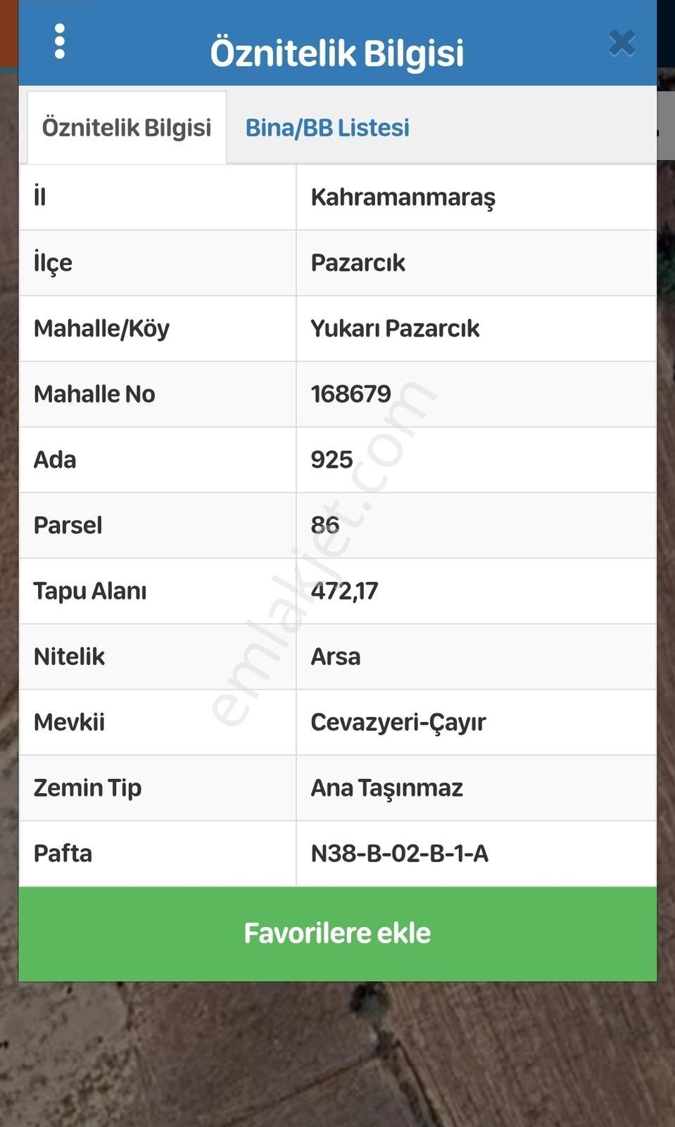 Turyap Yıldız'Dan Maraş Pazarcıkta Satılık Yatırımlık Arsa