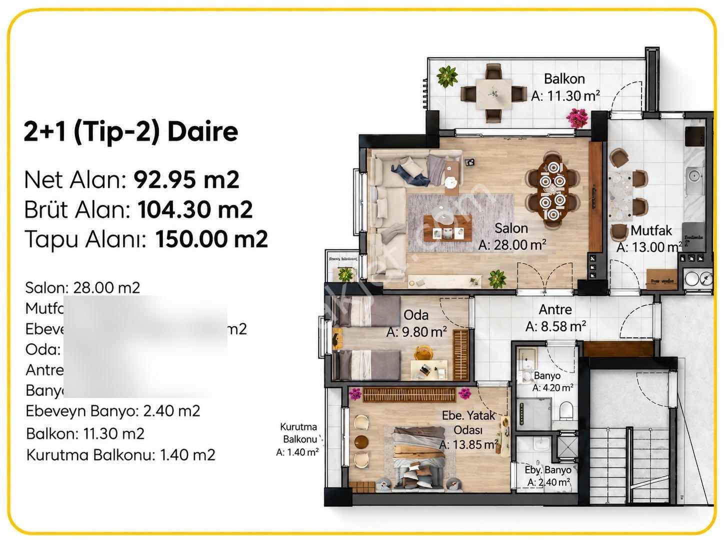 Maroğlu Davutkadı Projesi A Blok | 2+1 | Yerden Isıtma — fotoğraf 28