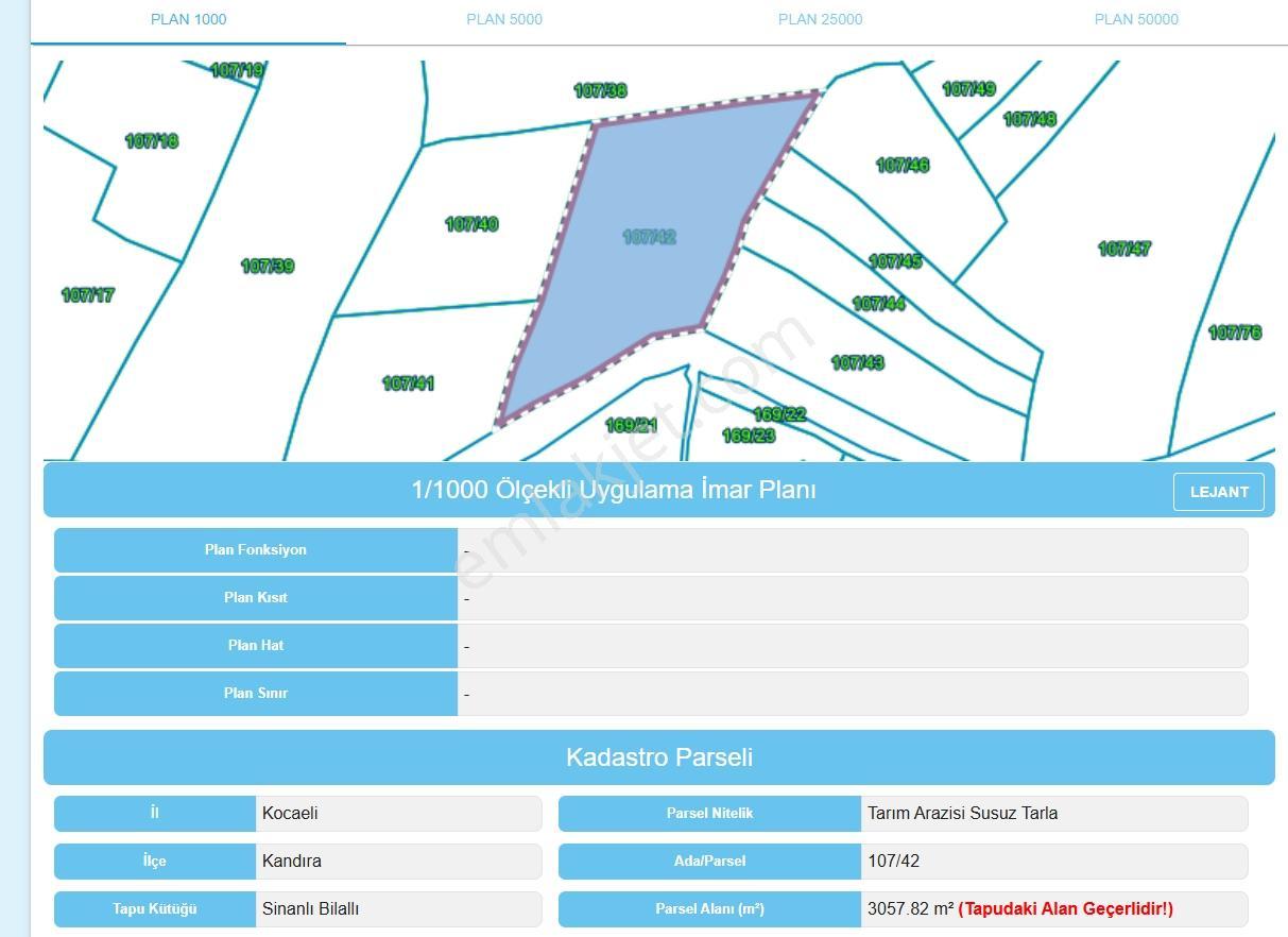 Kandıra Sinanlıbilallı'Da Yol Cepheli 3057 M2 Müstakil Arazi