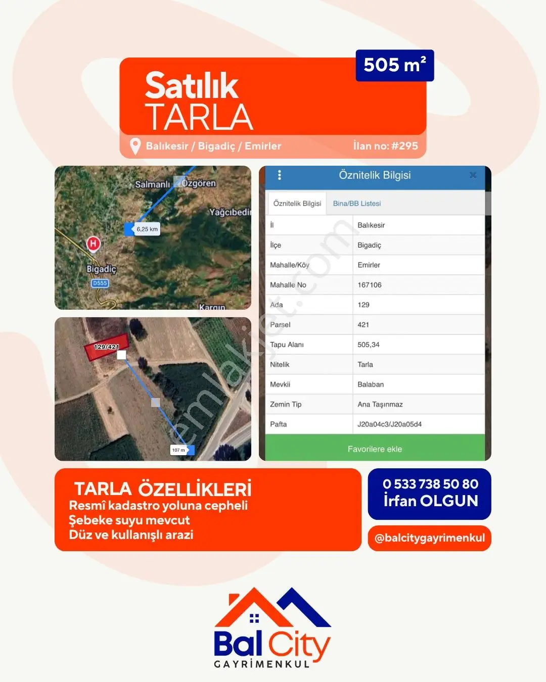 Balcity- Bigadiç Emirlerde Resmi Yola Cepheli 505M2 Yatırım Fırsatı