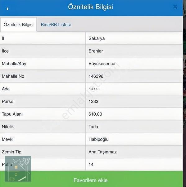 Sakarya Erenler Büyükeşence Mah Satılık Arsa — fotoğraf 3
