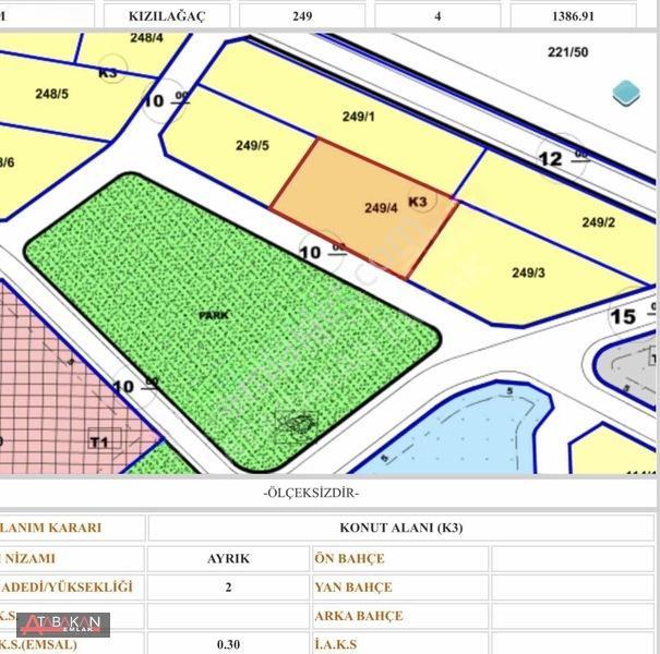 Kızılağaçta Parka Cephe | Denize 1 Km 1.387 M² Arsa — fotoğraf 3