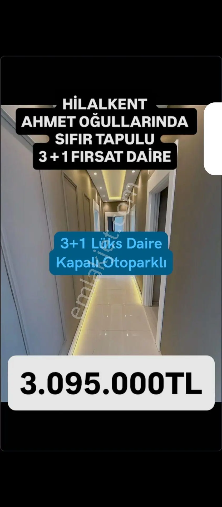 Hilalkent'Te Ahmetoğullarında 3+1 Sıfır Lüks Daire