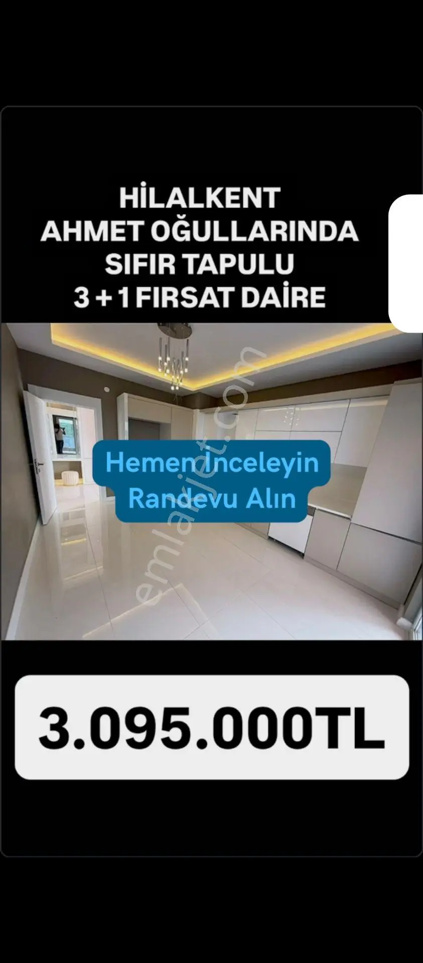 Hilalkent'te Ahmetoğullarında 3+1 Sıfır Lüks Daire — fotoğraf 3