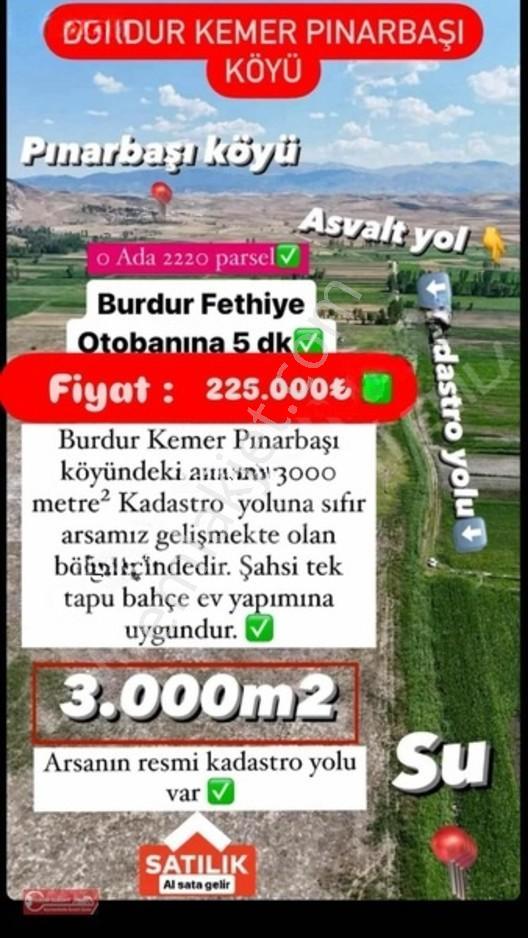 Burdur Kemer Pınarbaşı Köyü Satılık Tarla
