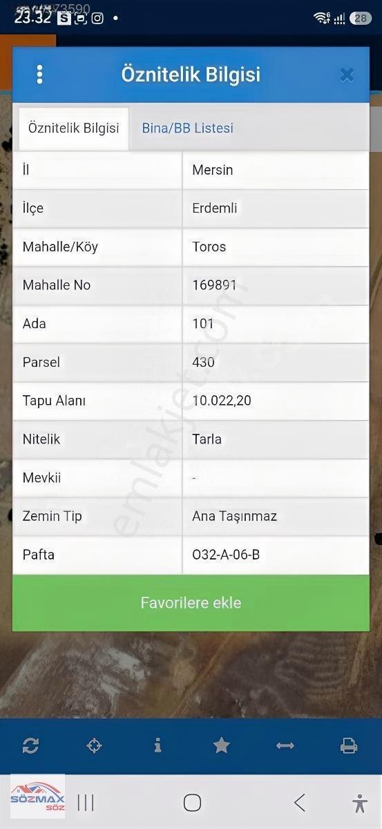 Erdemlide Satılık Tarla 10.022m Tek Tapu — fotoğraf 2