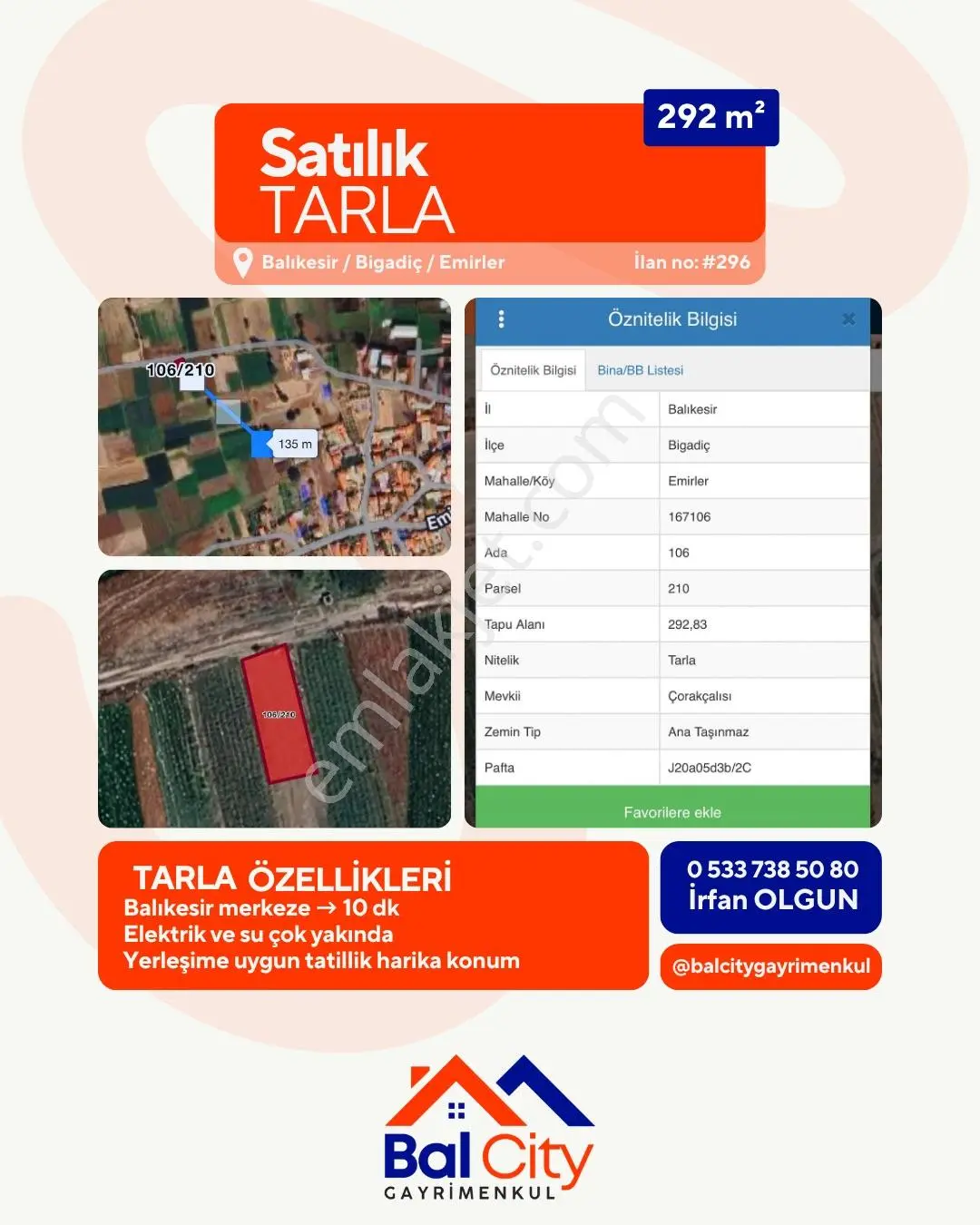 Balcity-Bigadiç Emirlerde İmara Sınır Arsa Vasfında Tarla!!