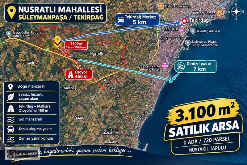 Tekirdağda Merkeze Yakın 3.100 M² Müstakil Tapulu Tarla